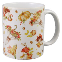 Cana ceramica de toamna cu umbrele si ciuperci 330 ml