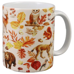 Cana ceramica de toamna cu animale de padure 330 ml