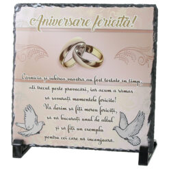 Placa ardezie "Aniversare fericita..." 19x19 CM