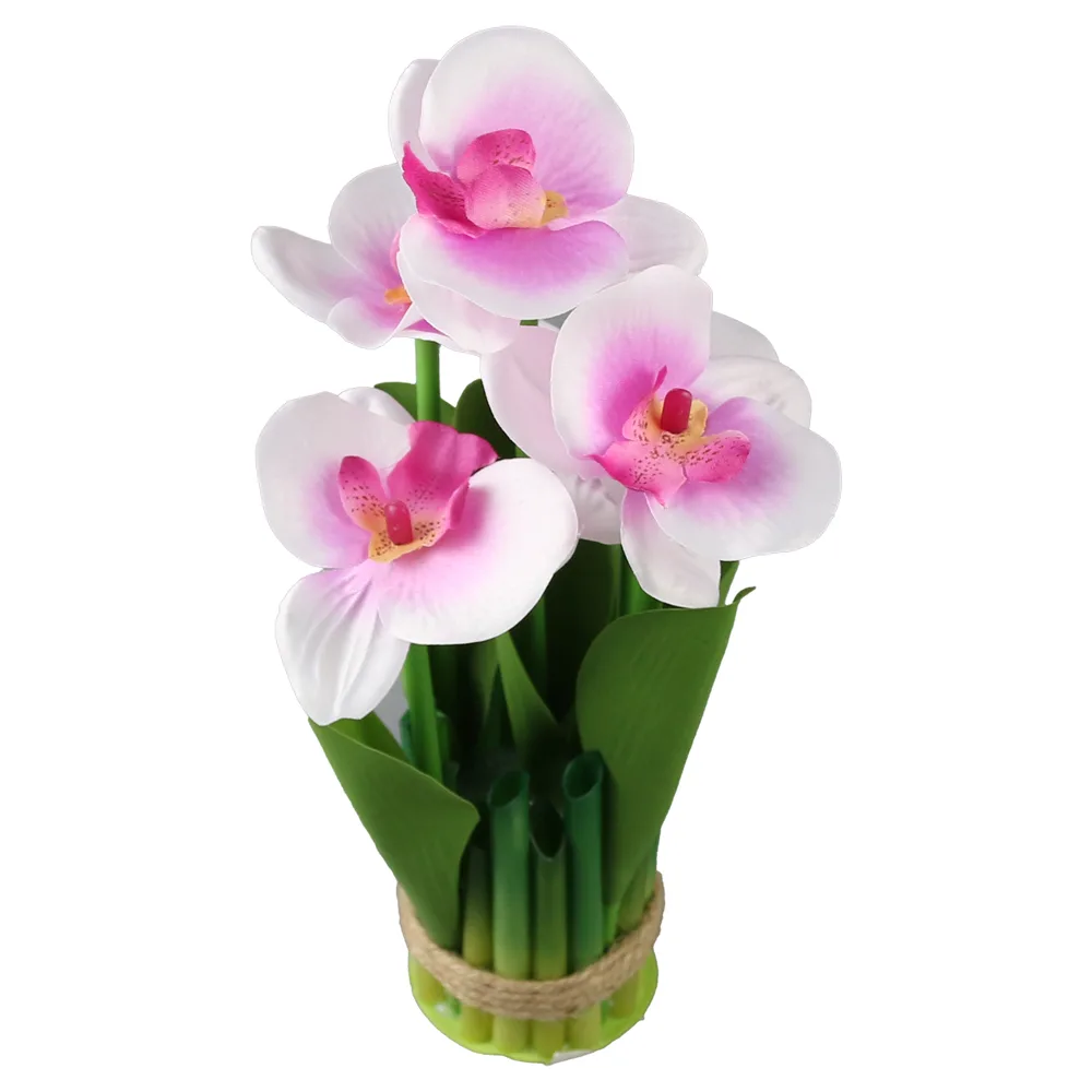 Aranjament decorativ cu orhidee artificiale 24 cm - imagine 2