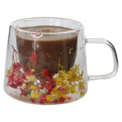 Alternative view of Cana de sticla cu pereti dubli 150 ml, cu flori uscate