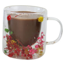 Alternative view of Cana de sticla cu pereti dubli 200 ml, cu flori uscate