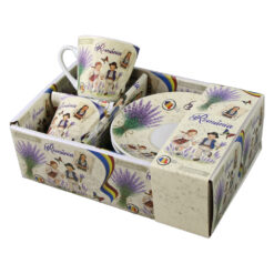 Alternative view of Set 2 cesti cafea cu farfurioare din ceramica "Romania" 70 ml copii cu lavanda