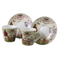 Set 2 cesti cafea cu farfurioare din ceramica "Romania" 70 ml Castelul Bran