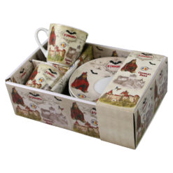 Alternative view of Set 2 cesti cafea cu farfurioare din ceramica "Romania" 70 ml Castelul Bran