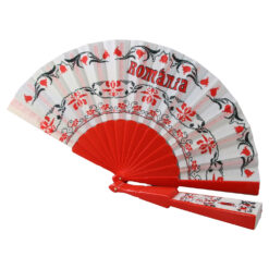 Evantai suvenir "Romania" 23 cm din poliester si plastic motive traditionale