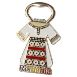 Desfacator sticle din metal cu magnet "Romania" 5 x 8 cm Rochie traditionala