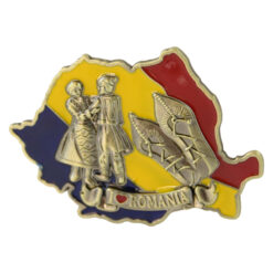 Alternative view of Magnet de frigider metalic "I love Romania" 7 x 5 cm Harta Romaniei, opinci