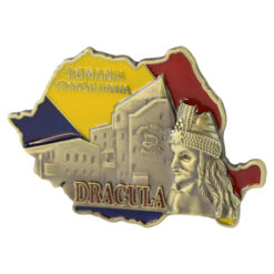 Magnet de frigider metalic "Romania / Transilvania" 7 x 5 cm Harta Romaniei, Dracula