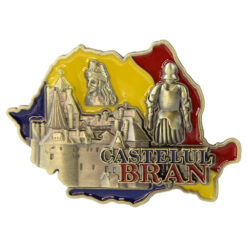 Magnet de frigider metalic "Castelul Bran" 7 x 5 cm Harta Romaniei