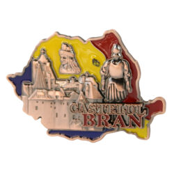 Alternative view of Magnet de frigider metalic "Castelul Bran" 7 x 5 cm Harta Romaniei