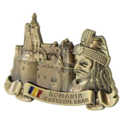 Magnet de frigider metalic "Romania / Castelul Bran" 7 x 5.5 cm