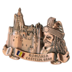 Alternative view of Magnet de frigider metalic "Romania / Castelul Bran" 7 x 5.5 cm