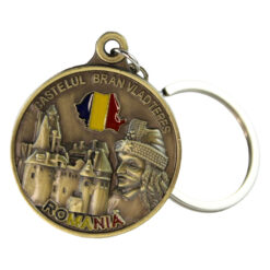 Breloc metalic cu calendar etern "Romania" 4 x 11 cm Castelul Bran