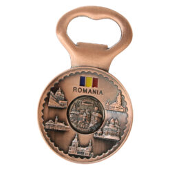 Desfacator sticle din metal cu magnet "Romania" 5.5 x 9 cm Castele
