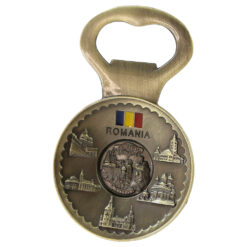 Alternative view of Desfacator sticle din metal cu magnet "Romania" 5.5 x 9 cm Castele