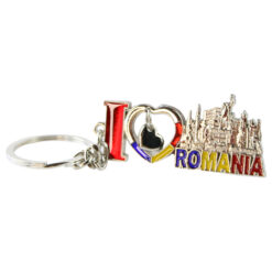 Breloc metalic "I love Romania" 3 x 12 cm