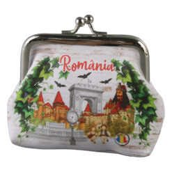 Gentuta cosmetica mini suvenir Romania 10 x 8 cm Castelul Bran cu iedera