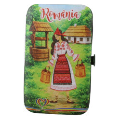 Set manichiura suvenir "Romania" Femeie la fantana 10 piese 7.5 x 12.5 cm
