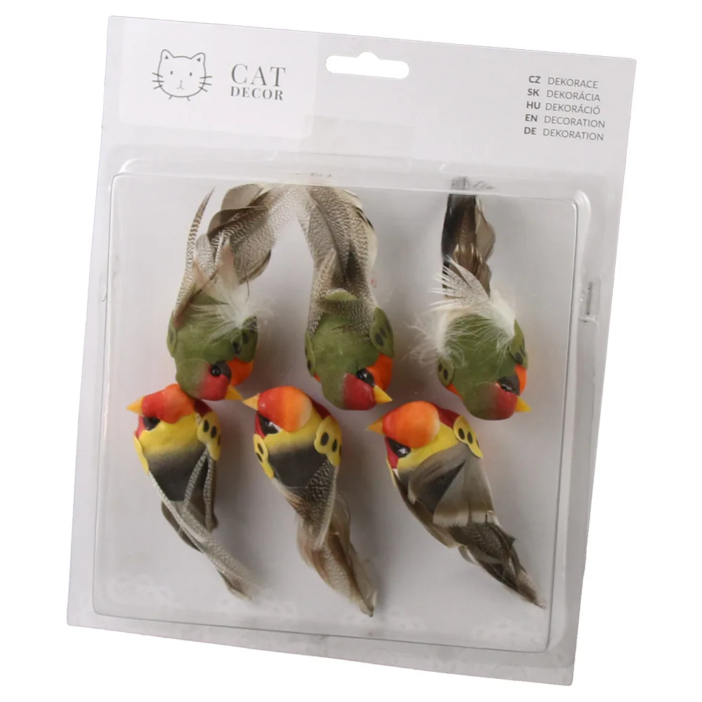 Set 6 pasari decorative cu clema 9 cm - imagine 2