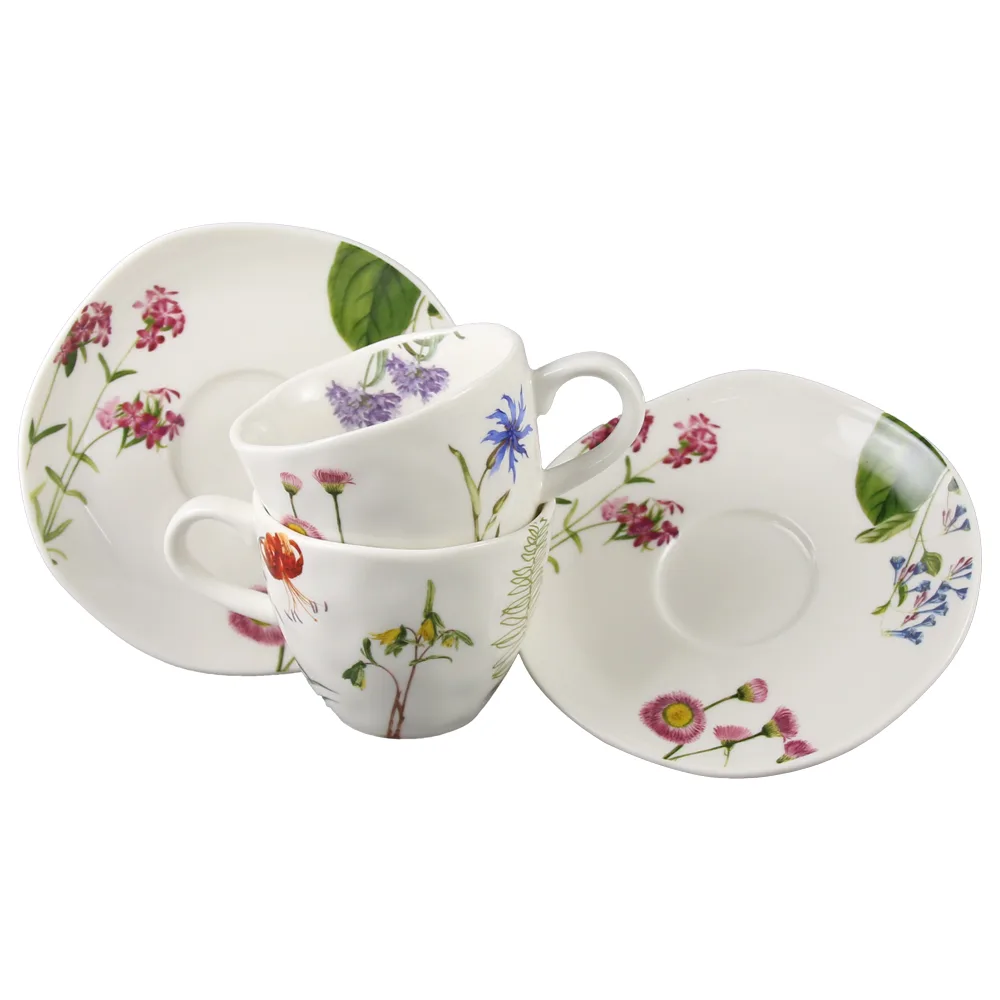 Set 2 cesti cu farfurioare 200 ml, "The colors of nature", in cutie decorativa - imagine 2
