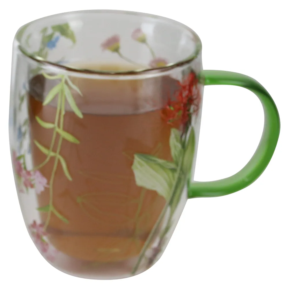 Cana de sticla cu perete dublu, 350 ml, "The colors of nature", in cutie decorativa - imagine 3