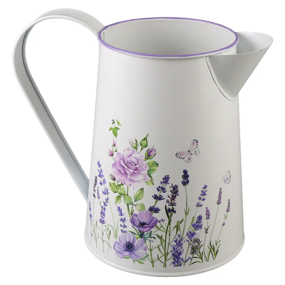 Cana din metal 10 x 17 cm, Flori mov & Fluturi