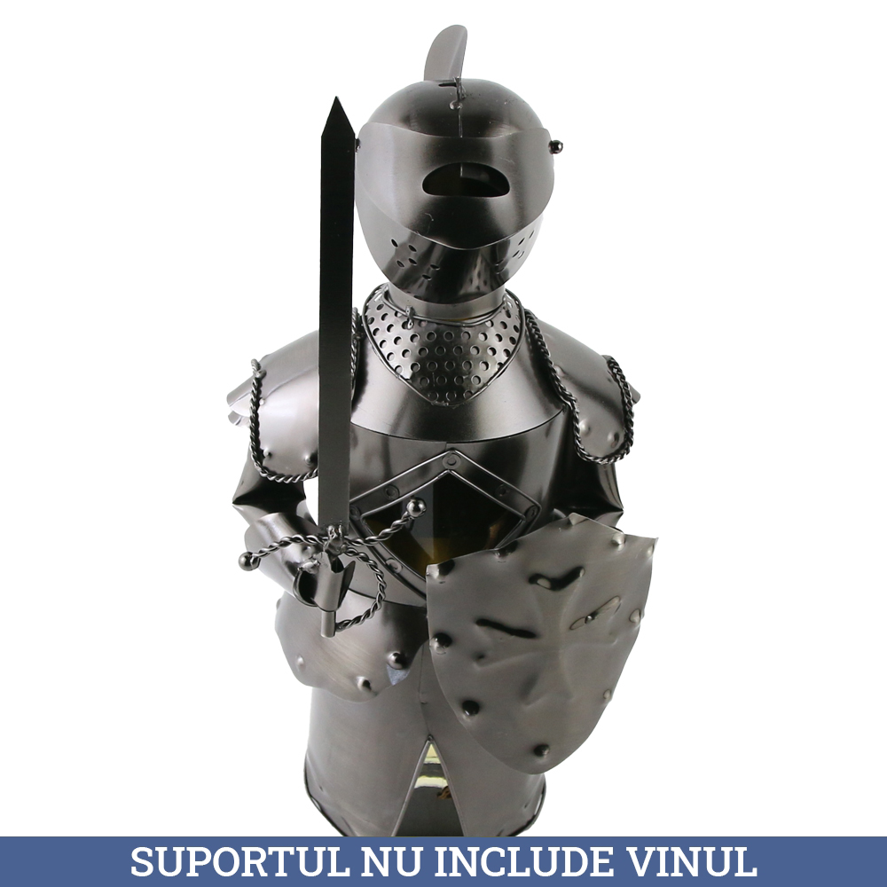 Suport sticla de vin, din metal - Cavaler Cruciat 16x32 cm - imagine 2