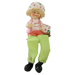 Alternative view of Figurina decorativa din rasina cu picioare mobile 16 cm fata/baiat cu flori, modele asortate