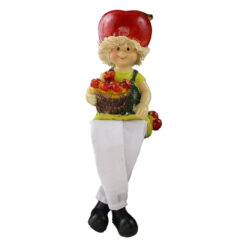 Alternative view of Figurina decorativa din rasina cu picioare mobile 16 cm fata/baiat cu mar, modele asortate