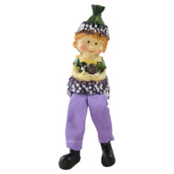 Alternative view of Figurina decorativa din rasina cu picioare mobile 17 cm fata / baiat lavanda, modele asortate