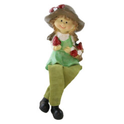 Figurina decorativa din rasina cu picioare mobile 18 cm fata / baiat, modele asortate