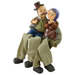 Set 2 figurine batrani din rasina cu picioare mobile din textil 16 cm