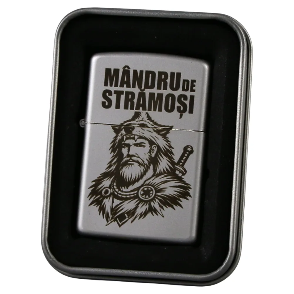 Bricheta metalica gravata "Mandru de Stramosi" 3.5 x 5.5 cm, argintie