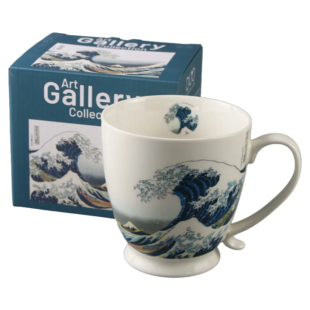 Cana din portelan 510 ml "The Great Wave" de K. Hokusai in cutie decorativa