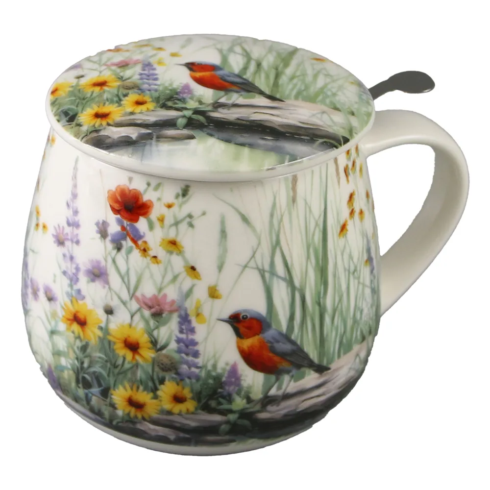 Cana portelan cu infuzor metalic si capac 430 ml "July" in cutie decorativa - imagine 2
