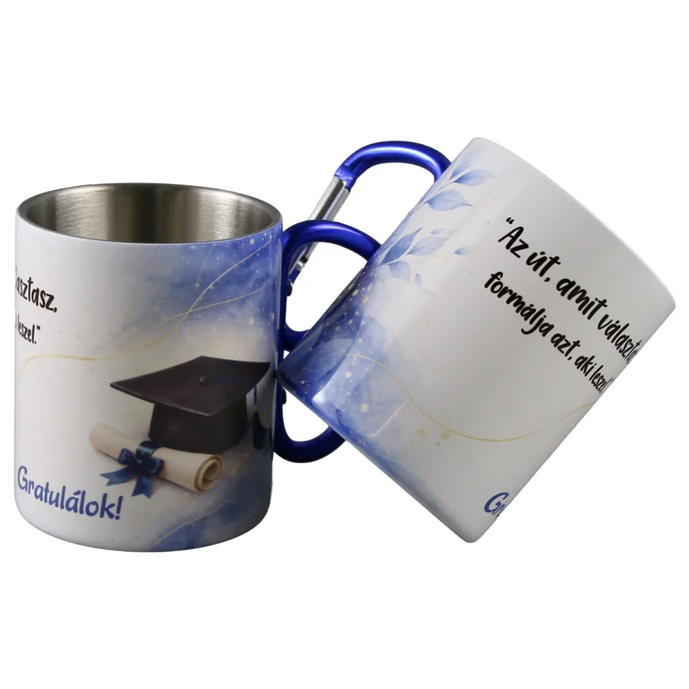 Cana metalica cu carabina pentru absolvire "Az ut amit valasztasz..." 240 ml - imagine 2