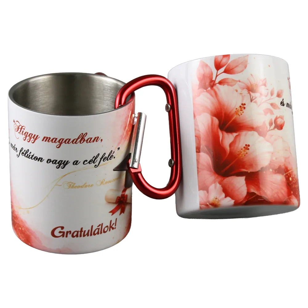 Cana metalica cu carabina pentru absolvire "Higgy magadban..." 240 ml - imagine 2