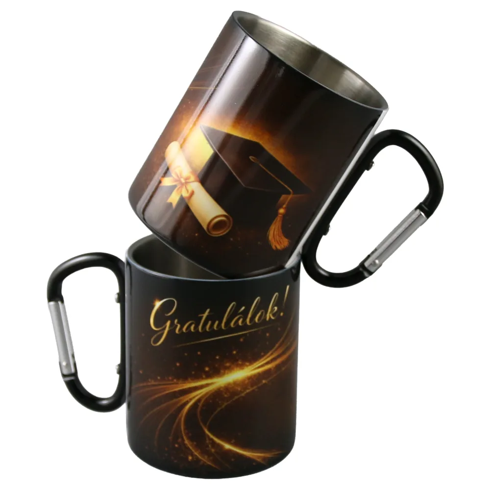 Cana metalica cu carabina pentru absolvire "Gratulalok!" 240 ml, Toca - imagine 2