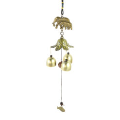 Clopotel de vant din metal cu elefanti 38 cm
