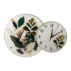 Ceas de perete decorativ din plastic cu frunze colorate 50 x 34.5 cm