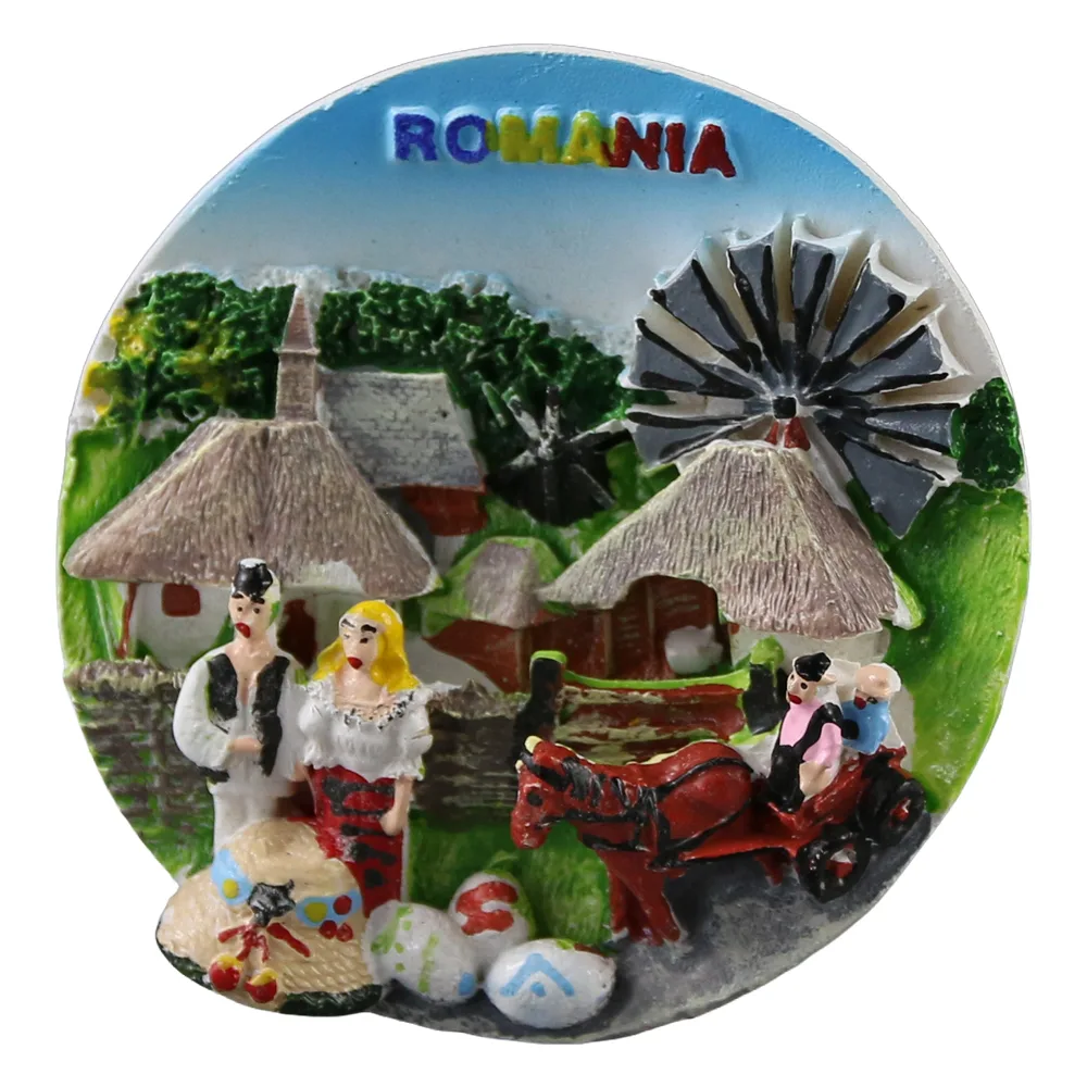 Magnet frigider din rasina "Romania" 6.5 cm, Scena traditionala - imagine 2