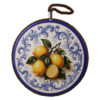 Decor de perete rotund din ceramica 17 cm decor cu lamai, albastru