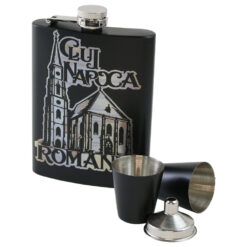 Set cadou Cluj-Napoca plosca gravata 220 ml cu palnie si 2 pahare, Romania