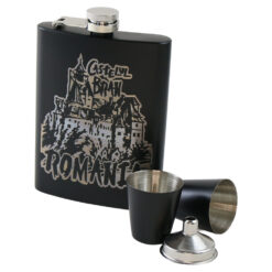 Set cadou Castelul Bran cu plosca gravata 220 ml cu palnie si 2 pahare