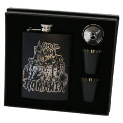 Alternative view of Set cadou Castelul Bran cu plosca gravata 220 ml cu palnie si 2 pahare