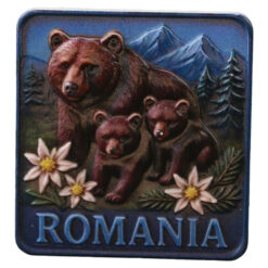 Magnet de frigider din rasina "Romania" 6.5 x 7 cm, Ursoaica cu pui