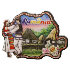 Magnet de frigider din rasina "Romania" 8 x 6 cm, Casute traditionale