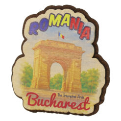 Magnet de frigider din lemn "Romania / Bucharest" 8.5 x 9.5 cm