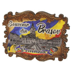 Magnet de frigider din placaj Romania 8 x 6 cm Souvenir din Brasov